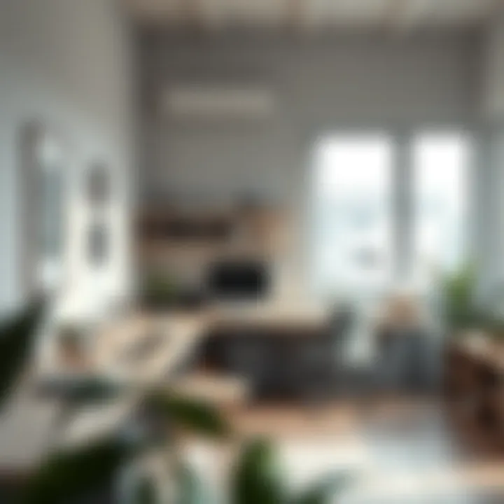 Minimalist workspace featuring three-inch wide shelves