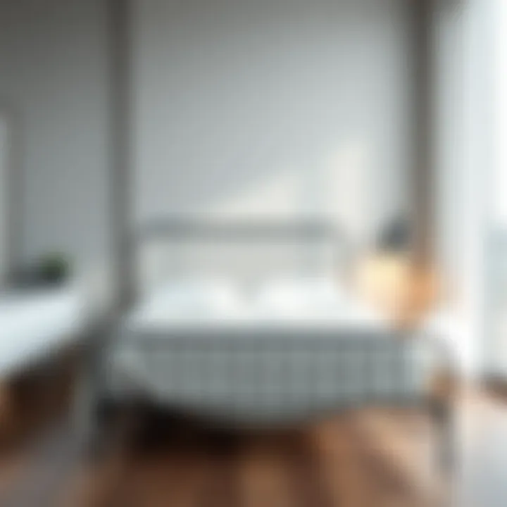 Minimalistic metal twin bed frame in modern bedroom