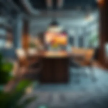 Stylish used conference table in a collaborative workspace