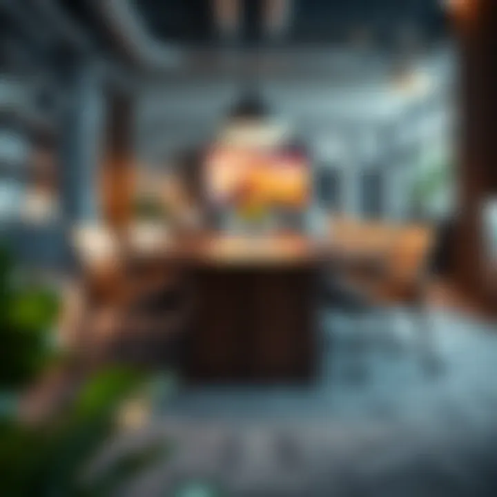 Stylish used conference table in a collaborative workspace