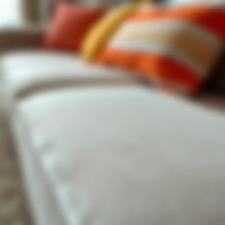 Close-up of fabric samples for couch covers showcasing texture and quality