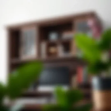 Close-up of hutch features and storage solutions