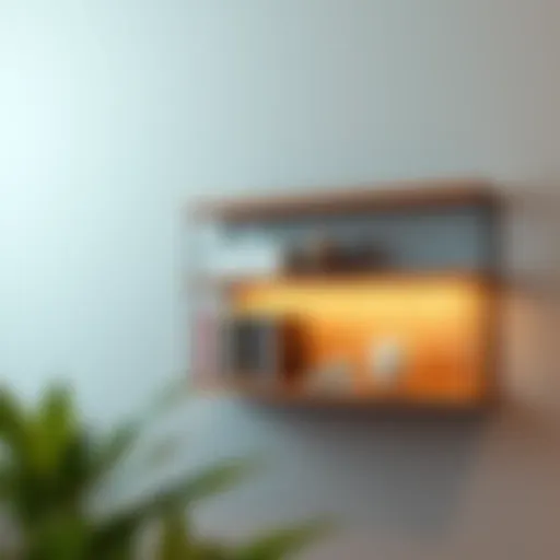 Elegant wooden wall shelf displaying books and decorative items