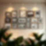 Elegant gallery wall featuring an assortment of picture frames