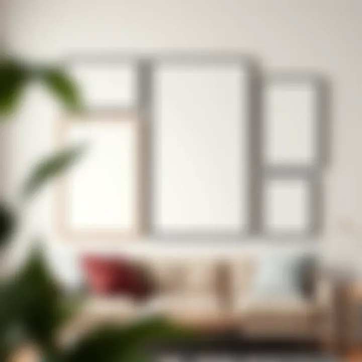 Modern minimalistic frame arrangement on a neutral wall