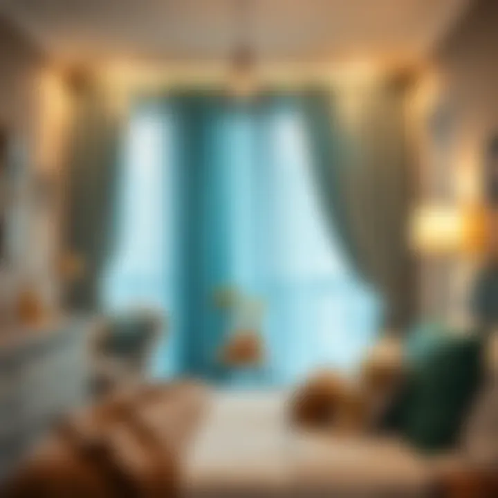 Teal sheer curtains enhancing a cozy bedroom ambiance