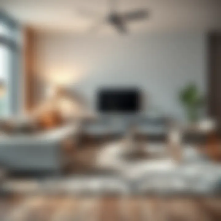 Contemporary living room showcasing a stylish washable area rug