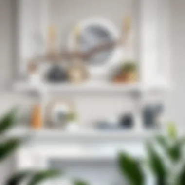 Elegant white distressed mantel shelf adorned with decorative items