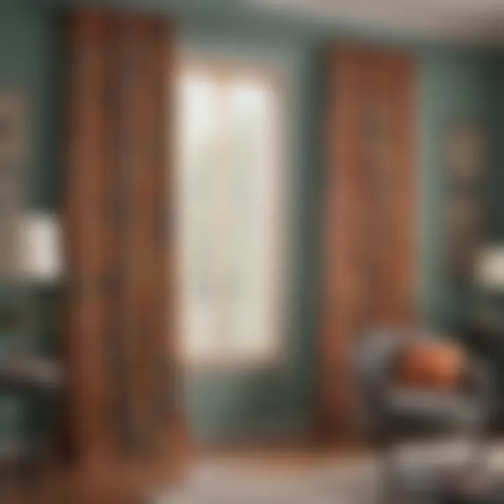Well-coordinated color scheme featuring grommet curtains