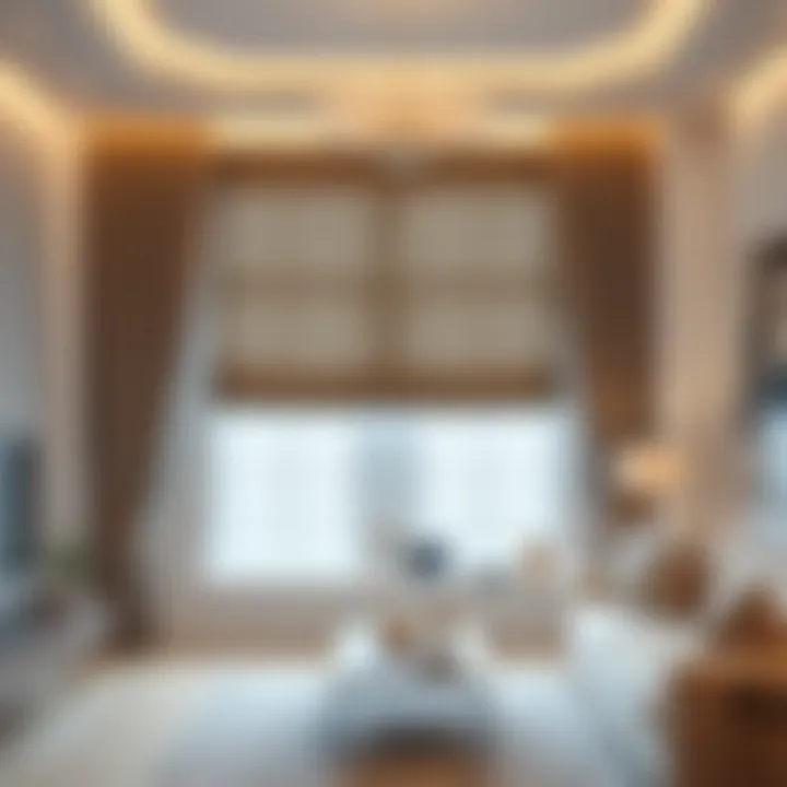 Interior view of a beautifully decorated room with blinds