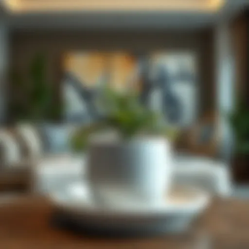 Elegant ceramic flower pot saucer in a modern home setting