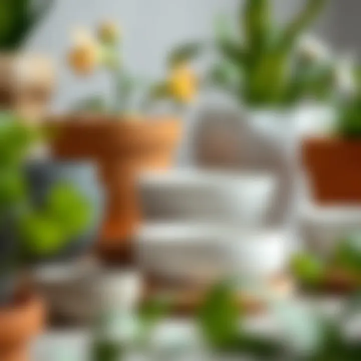 Diverse Materials of Flower Pot Saucers A variety of flower pot saucers made from different materials