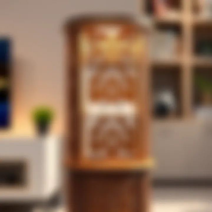 Close-up of game holder tower showcasing intricate design details