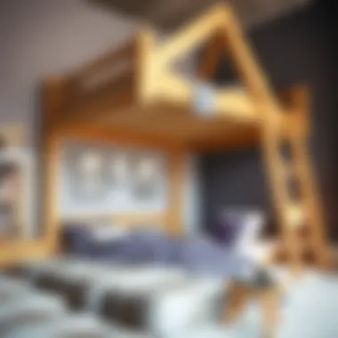 Detailed view of the loft bed's construction quality