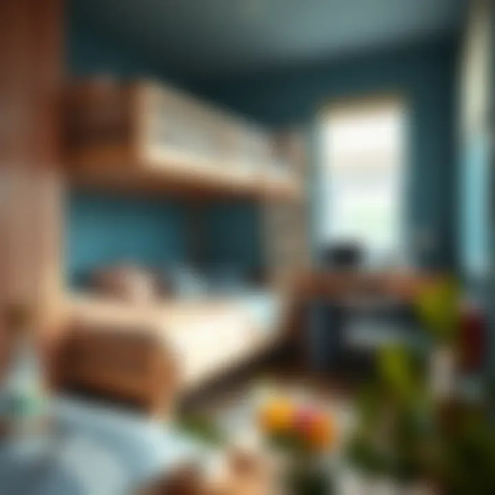 Stylish loft bed used in a student dormitory