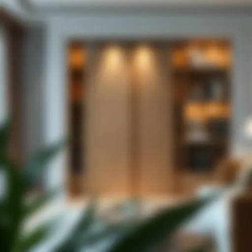 Elegant bookshelf integrated with a sliding door