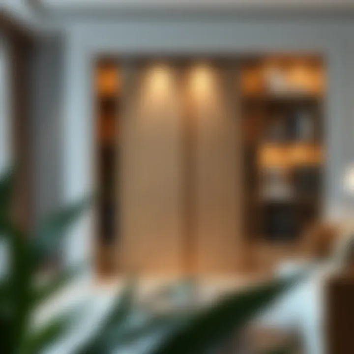 Elegant bookshelf integrated with a sliding door