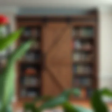 Rustic bookshelf design incorporating a barn door