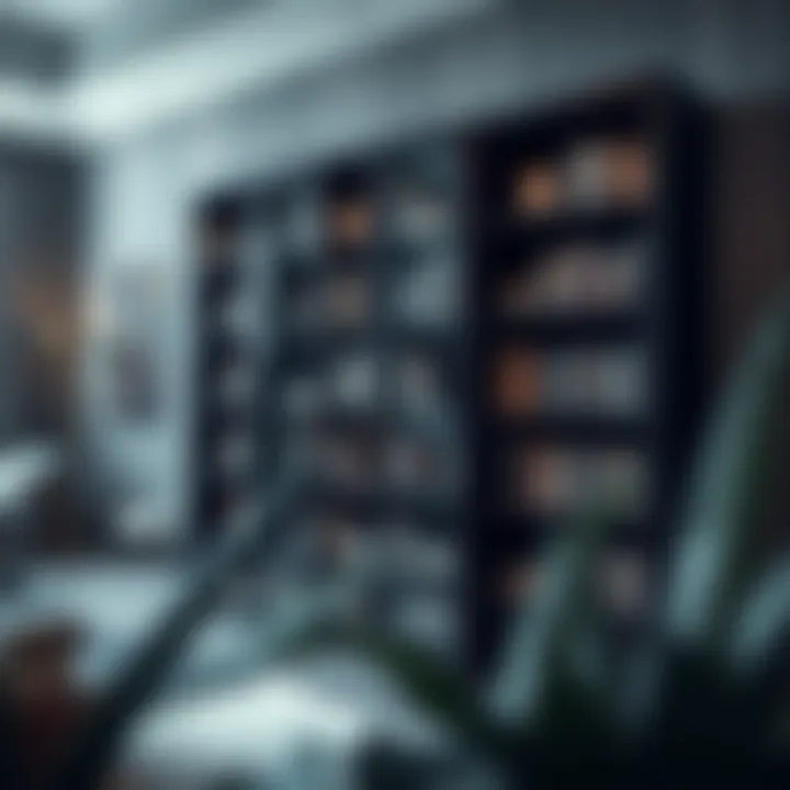 Stylish bookshelf with glass doors for a contemporary look