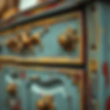 Close-up of intricately painted furniture details demonstrating artistic craftsmanship