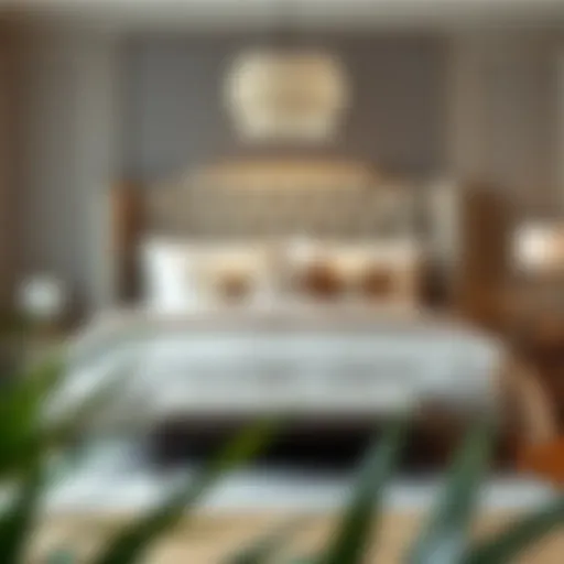 Elegant king bed adorned with luxurious bedding and decorative pillows