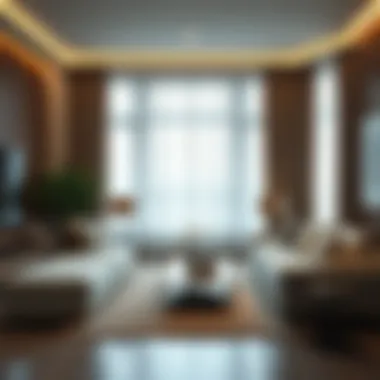 Elegant lightweight drapes in a modern living room interior