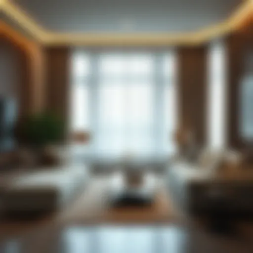 Elegant lightweight drapes in a modern living room interior