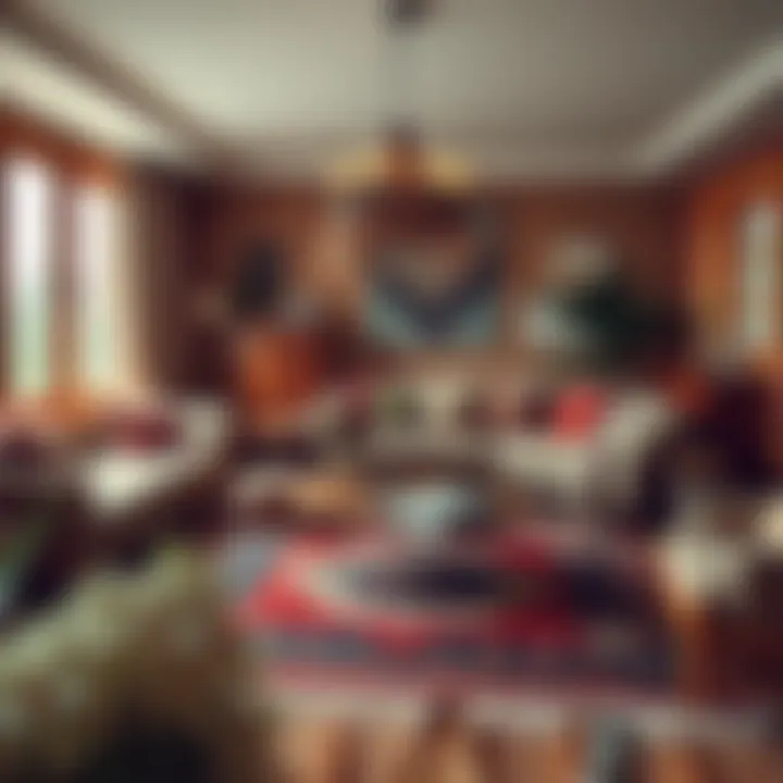 Cozy living room with a hippie rug as a centerpiece