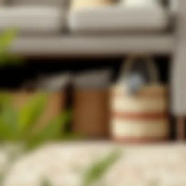 DIY under couch storage utilizing baskets and organizers