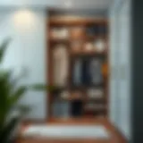 A well-organized wardrobe showcasing various storage solutions