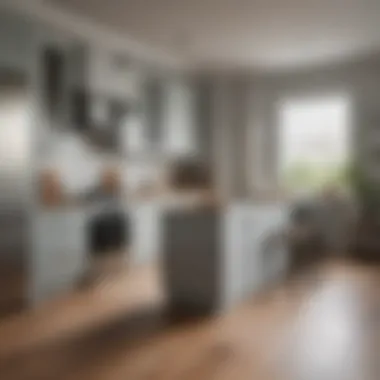 Elegant Small Kitchen Design Features Elegant small kitchen design with floor cabinets