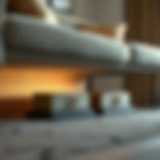 Elegant storage solution under couch with decorative boxes