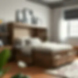 Stylish youth bed with integrated storage drawers showcasing organization