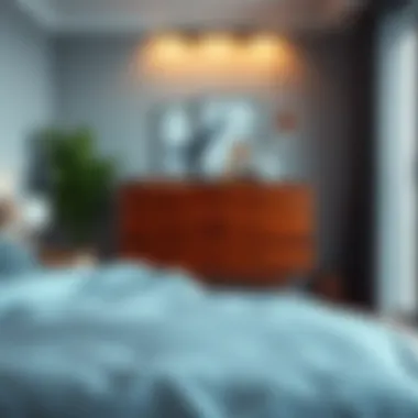 Sleek modern five-drawer dresser in a stylish bedroom setting