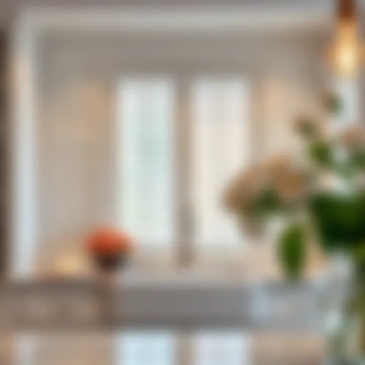 Chic plantation shutters complementing a large kitchen window