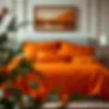 Elegant orange sheet set displayed on a stylish bed