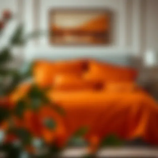 Elegant orange sheet set displayed on a stylish bed