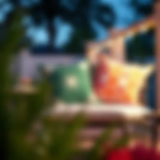 Elegant patio chair cushions in a vibrant outdoor setting