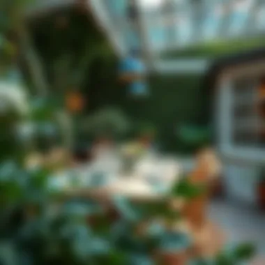 Cozy outdoor dining space with lush greenery and a beautifully set table