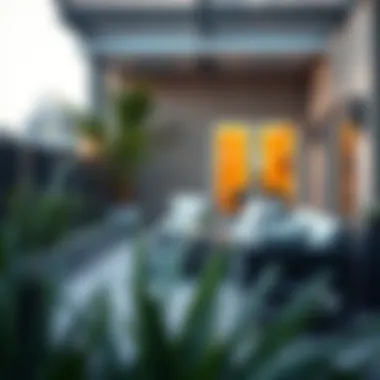 Contemporary Minimalist Patio Setup Contemporary patio setup featuring sleek materials and minimalist design