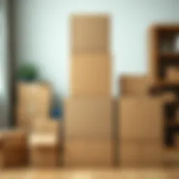 A variety of empty cardboard boxes stacked neatly for moving