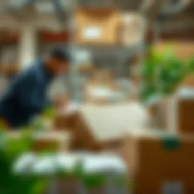 Recycled boxes being collected for a sustainable moving solution