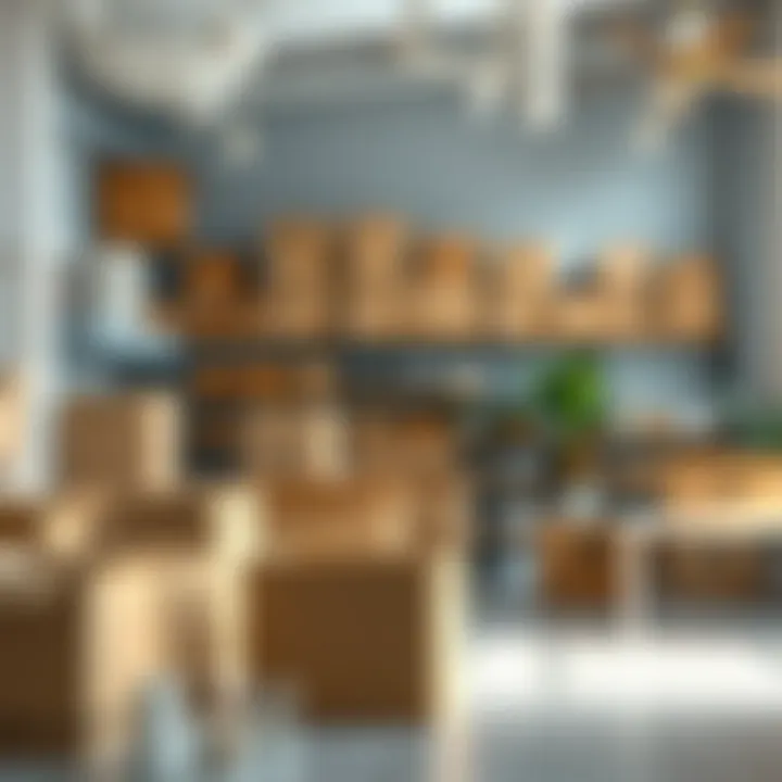 A virtual marketplace showcasing various types of moving boxes available for purchase