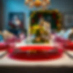 Elegant red charger plate set against a festive dining backdrop