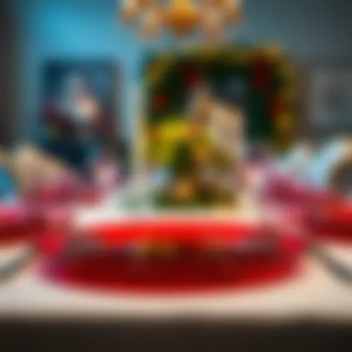 Elegant red charger plate set against a festive dining backdrop