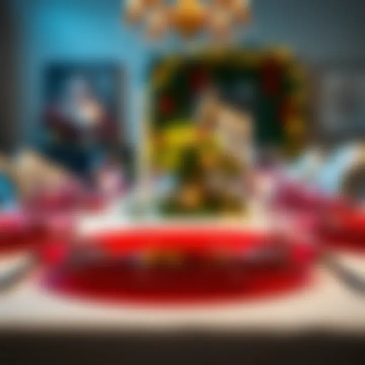 Elegant red charger plate set against a festive dining backdrop