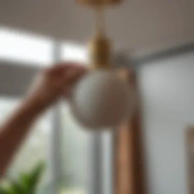 Installation of a globe light cover in a modern setting