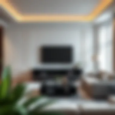 Stylish modern living room with a spacious TV stand