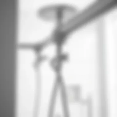 Close-up view of the installation mechanism of a tension shower rod