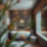 Elegant short tension shower rod in a modern bathroom setting